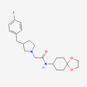 N-(1,4-dioxaspiro[4.5]decan-8-yl)-2-[3-[(4-fluorophenyl)methyl]pyrrolidin-1-yl]acetamide