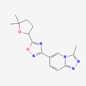 5-(5,5-Dimethyloxolan-2-yl)-3-(3-methyl-[1,2,4]triazolo[4,3-a]pyridin-6-yl)-1,2,4-oxadiazole