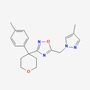 3-[4-(4-Methylphenyl)oxan-4-yl]-5-[(4-methylpyrazol-1-yl)methyl]-1,2,4-oxadiazole