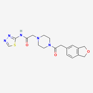 2-[4-[2-(1,3-dihydro-2-benzofuran-5-yl)acetyl]piperazin-1-yl]-N-(1,3,4-thiadiazol-2-yl)acetamide