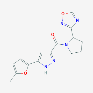 [5-(5-methylfuran-2-yl)-1H-pyrazol-3-yl]-[2-(1,2,4-oxadiazol-3-yl)pyrrolidin-1-yl]methanone