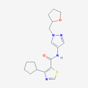 4-cyclopentyl-N-[1-(oxolan-2-ylmethyl)pyrazol-4-yl]-1,3-thiazole-5-carboxamide