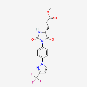 molecular formula C17H15F3N4O4 B7372707 methyl 3-[(4R)-2,5-dioxo-1-[4-[3-(trifluoromethyl)pyrazol-1-yl]phenyl]imidazolidin-4-yl]propanoate 