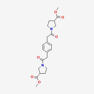 molecular formula C22H28N2O6 B7373024 Methyl 1-[2-[4-[2-(3-methoxycarbonylpyrrolidin-1-yl)-2-oxoethyl]phenyl]acetyl]pyrrolidine-3-carboxylate 