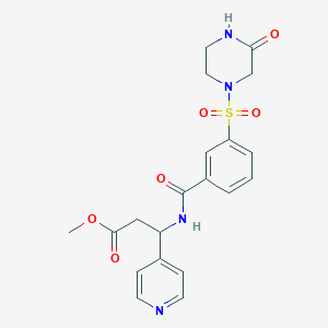 molecular formula C20H22N4O6S B7373720 Methyl 3-[[3-(3-oxopiperazin-1-yl)sulfonylbenzoyl]amino]-3-pyridin-4-ylpropanoate 