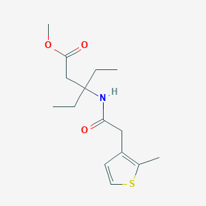 molecular formula C15H23NO3S B7373933 Methyl 3-ethyl-3-[[2-(2-methylthiophen-3-yl)acetyl]amino]pentanoate 