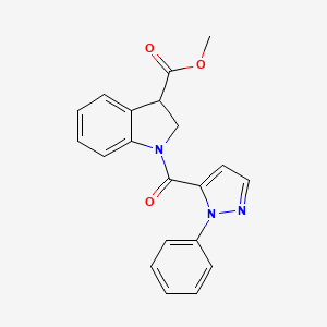 molecular formula C20H17N3O3 B7373960 Methyl 1-(2-phenylpyrazole-3-carbonyl)-2,3-dihydroindole-3-carboxylate 