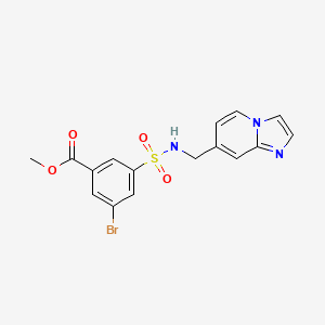 molecular formula C16H14BrN3O4S B7374331 Methyl 3-bromo-5-(imidazo[1,2-a]pyridin-7-ylmethylsulfamoyl)benzoate 