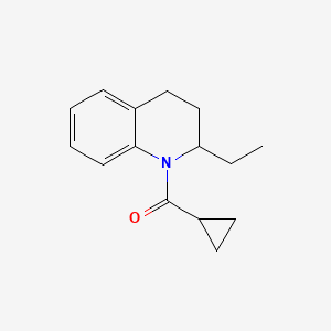 molecular formula C15H19NO B7374878 cyclopropyl-(2-ethyl-3,4-dihydro-2H-quinolin-1-yl)methanone 