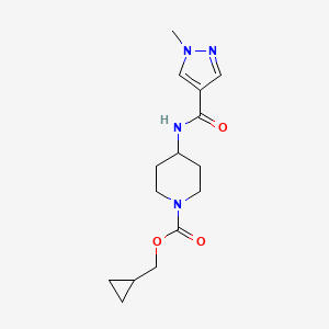 molecular formula C15H22N4O3 B7375279 Cyclopropylmethyl 4-[(1-methylpyrazole-4-carbonyl)amino]piperidine-1-carboxylate 