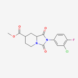 molecular formula C15H14ClFN2O4 B7376044 methyl 2-(3-chloro-4-fluorophenyl)-1,3-dioxo-6,7,8,8a-tetrahydro-5H-imidazo[1,5-a]pyridine-7-carboxylate 