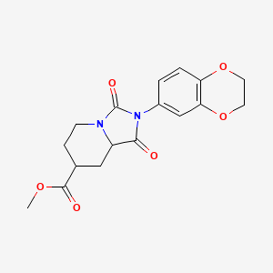 molecular formula C17H18N2O6 B7376076 methyl 2-(2,3-dihydro-1,4-benzodioxin-6-yl)-1,3-dioxo-6,7,8,8a-tetrahydro-5H-imidazo[1,5-a]pyridine-7-carboxylate 