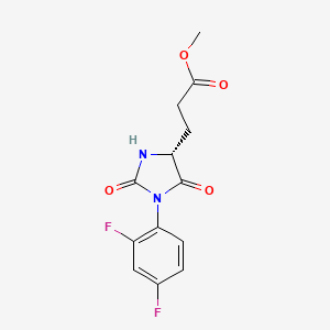 molecular formula C13H12F2N2O4 B7376096 methyl 3-[(4R)-1-(2,4-difluorophenyl)-2,5-dioxoimidazolidin-4-yl]propanoate 