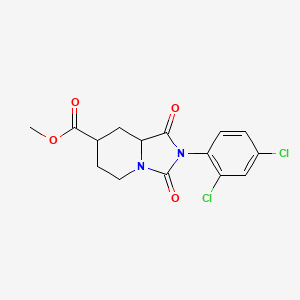 molecular formula C15H14Cl2N2O4 B7376100 methyl 2-(2,4-dichlorophenyl)-1,3-dioxo-6,7,8,8a-tetrahydro-5H-imidazo[1,5-a]pyridine-7-carboxylate 