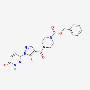 molecular formula C21H22N6O4 B7376923 benzyl 4-[5-methyl-1-(6-oxo-1H-pyridazin-3-yl)pyrazole-4-carbonyl]piperazine-1-carboxylate 