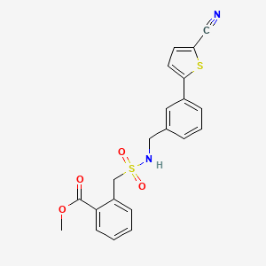 molecular formula C21H18N2O4S2 B7377311 Methyl 2-[[3-(5-cyanothiophen-2-yl)phenyl]methylsulfamoylmethyl]benzoate 