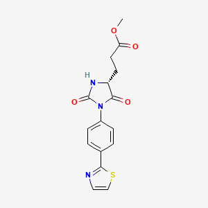 molecular formula C16H15N3O4S B7377624 methyl 3-[(4R)-2,5-dioxo-1-[4-(1,3-thiazol-2-yl)phenyl]imidazolidin-4-yl]propanoate 