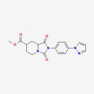 molecular formula C18H18N4O4 B7377663 methyl 1,3-dioxo-2-(4-pyrazol-1-ylphenyl)-6,7,8,8a-tetrahydro-5H-imidazo[1,5-a]pyridine-7-carboxylate 