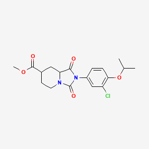 molecular formula C18H21ClN2O5 B7377699 methyl 2-(3-chloro-4-propan-2-yloxyphenyl)-1,3-dioxo-6,7,8,8a-tetrahydro-5H-imidazo[1,5-a]pyridine-7-carboxylate 