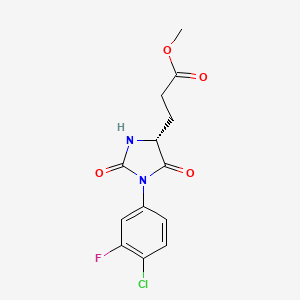 molecular formula C13H12ClFN2O4 B7377700 methyl 3-[(4R)-1-(4-chloro-3-fluorophenyl)-2,5-dioxoimidazolidin-4-yl]propanoate 