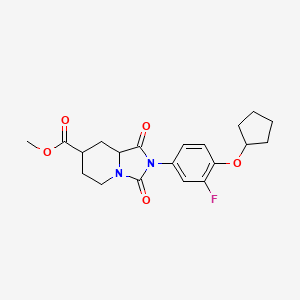 molecular formula C20H23FN2O5 B7377712 methyl 2-(4-cyclopentyloxy-3-fluorophenyl)-1,3-dioxo-6,7,8,8a-tetrahydro-5H-imidazo[1,5-a]pyridine-7-carboxylate 