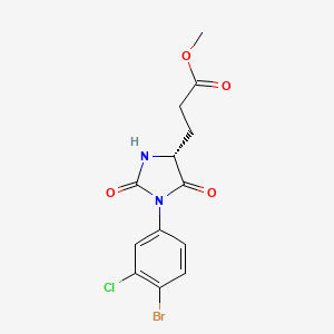 molecular formula C13H12BrClN2O4 B7377718 methyl 3-[(4R)-1-(4-bromo-3-chlorophenyl)-2,5-dioxoimidazolidin-4-yl]propanoate 