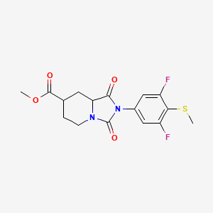 molecular formula C16H16F2N2O4S B7377728 methyl 2-(3,5-difluoro-4-methylsulfanylphenyl)-1,3-dioxo-6,7,8,8a-tetrahydro-5H-imidazo[1,5-a]pyridine-7-carboxylate 