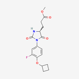 molecular formula C17H19FN2O5 B7377735 methyl 3-[(4R)-1-(4-cyclobutyloxy-3-fluorophenyl)-2,5-dioxoimidazolidin-4-yl]propanoate 