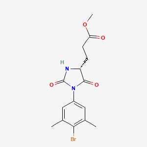 molecular formula C15H17BrN2O4 B7377742 methyl 3-[(4R)-1-(4-bromo-3,5-dimethylphenyl)-2,5-dioxoimidazolidin-4-yl]propanoate 