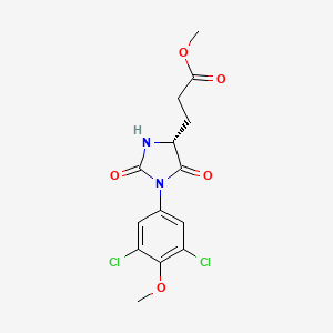 molecular formula C14H14Cl2N2O5 B7377758 methyl 3-[(4R)-1-(3,5-dichloro-4-methoxyphenyl)-2,5-dioxoimidazolidin-4-yl]propanoate 