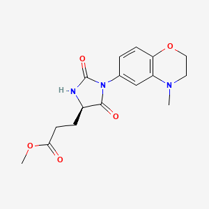 molecular formula C16H19N3O5 B7377780 methyl 3-[(4R)-1-(4-methyl-2,3-dihydro-1,4-benzoxazin-6-yl)-2,5-dioxoimidazolidin-4-yl]propanoate 