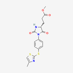 molecular formula C17H17N3O4S2 B7377827 methyl 3-[(4R)-1-[4-[(4-methyl-1,3-thiazol-2-yl)sulfanyl]phenyl]-2,5-dioxoimidazolidin-4-yl]propanoate 