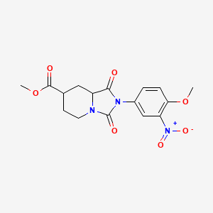 molecular formula C16H17N3O7 B7377833 methyl 2-(4-methoxy-3-nitrophenyl)-1,3-dioxo-6,7,8,8a-tetrahydro-5H-imidazo[1,5-a]pyridine-7-carboxylate 