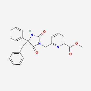 molecular formula C24H21N3O4 B7377872 Methyl 6-[(4-benzyl-2,5-dioxo-4-phenylimidazolidin-1-yl)methyl]pyridine-2-carboxylate 