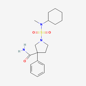 1-[Cyclohexyl(methyl)sulfamoyl]-3-phenylpyrrolidine-3-carboxamide