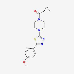 molecular formula C17H20N4O2S B7379986 Cyclopropyl-[4-[5-(4-methoxyphenyl)-1,3,4-thiadiazol-2-yl]piperazin-1-yl]methanone 