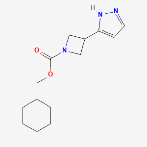 molecular formula C14H21N3O2 B7383047 cyclohexylmethyl 3-(1H-pyrazol-5-yl)azetidine-1-carboxylate 