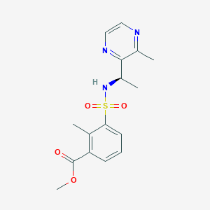 molecular formula C16H19N3O4S B7383087 methyl 2-methyl-3-[[(1R)-1-(3-methylpyrazin-2-yl)ethyl]sulfamoyl]benzoate 