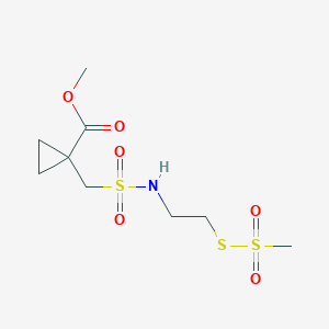 molecular formula C9H17NO6S3 B7383252 Methyl 1-(2-methylsulfonylsulfanylethylsulfamoylmethyl)cyclopropane-1-carboxylate 