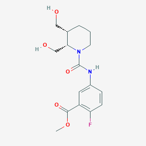 molecular formula C16H21FN2O5 B7383261 methyl 5-[[(2S,3R)-2,3-bis(hydroxymethyl)piperidine-1-carbonyl]amino]-2-fluorobenzoate 