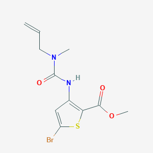 molecular formula C11H13BrN2O3S B7383330 Methyl 5-bromo-3-[[methyl(prop-2-enyl)carbamoyl]amino]thiophene-2-carboxylate 