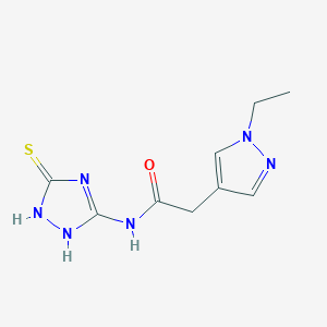 2-(1-ethylpyrazol-4-yl)-N-(5-sulfanylidene-1,2-dihydro-1,2,4-triazol-3-yl)acetamide