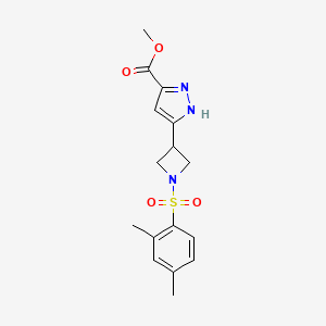 methyl 5-[1-(2,4-dimethylphenyl)sulfonylazetidin-3-yl]-1H-pyrazole-3-carboxylate