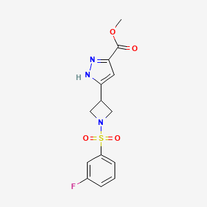 methyl 5-[1-(3-fluorophenyl)sulfonylazetidin-3-yl]-1H-pyrazole-3-carboxylate