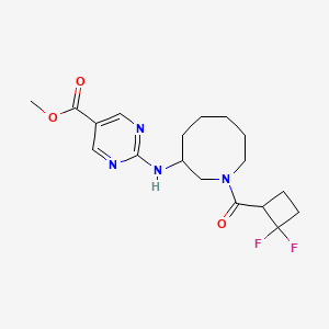 molecular formula C18H24F2N4O3 B7383825 Methyl 2-[[1-(2,2-difluorocyclobutanecarbonyl)azocan-3-yl]amino]pyrimidine-5-carboxylate 