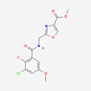 molecular formula C14H12ClFN2O5 B7384101 Methyl 2-[[(3-chloro-2-fluoro-5-methoxybenzoyl)amino]methyl]-1,3-oxazole-4-carboxylate 