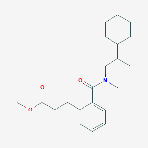 molecular formula C21H31NO3 B7384131 Methyl 3-[2-[2-cyclohexylpropyl(methyl)carbamoyl]phenyl]propanoate 