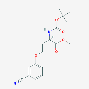 molecular formula C17H22N2O5 B7384143 Methyl 4-(3-cyanophenoxy)-2-[(2-methylpropan-2-yl)oxycarbonylamino]butanoate 