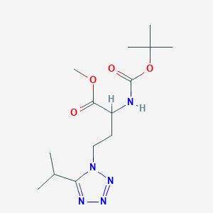 molecular formula C14H25N5O4 B7384161 Methyl 2-[(2-methylpropan-2-yl)oxycarbonylamino]-4-(5-propan-2-yltetrazol-1-yl)butanoate 