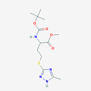 molecular formula C13H22N4O4S B7384367 methyl 2-[(2-methylpropan-2-yl)oxycarbonylamino]-4-[(5-methyl-1H-1,2,4-triazol-3-yl)sulfanyl]butanoate 